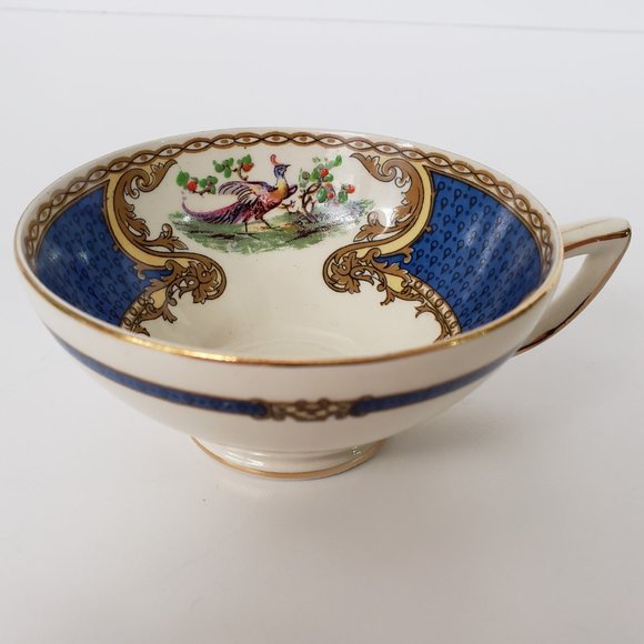 Blue Myott Vintage Staffordshire Chelsea Bird in Blue English Cup Saucer Set - Picture 6 of 9